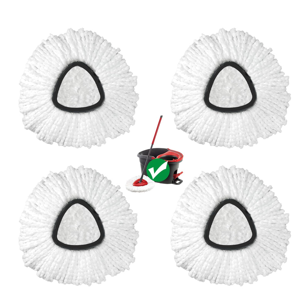 Spin Mop Head Refills for Vlieda, 4pcs Spin Replacement Head, Easy Wring 1-Tank Mop Replacement, Microfiber Triangle Replacement Pads