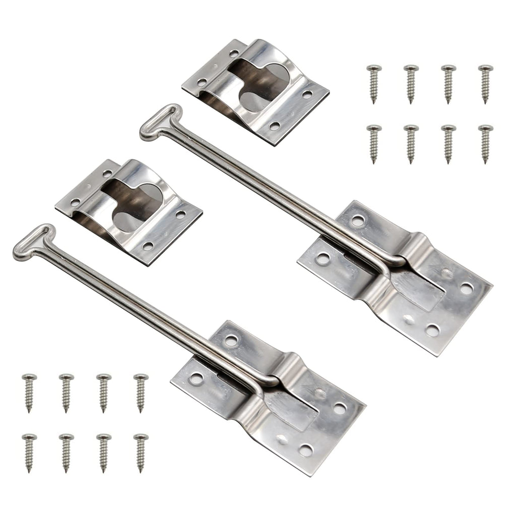Vkinman 2 Pcs RV T-Style Door Holder 304 Stainless Steel RV Door Latch Trailer RV Screen Door Latch 6 Inch Camper Door Latch Trailer RV Door Holder