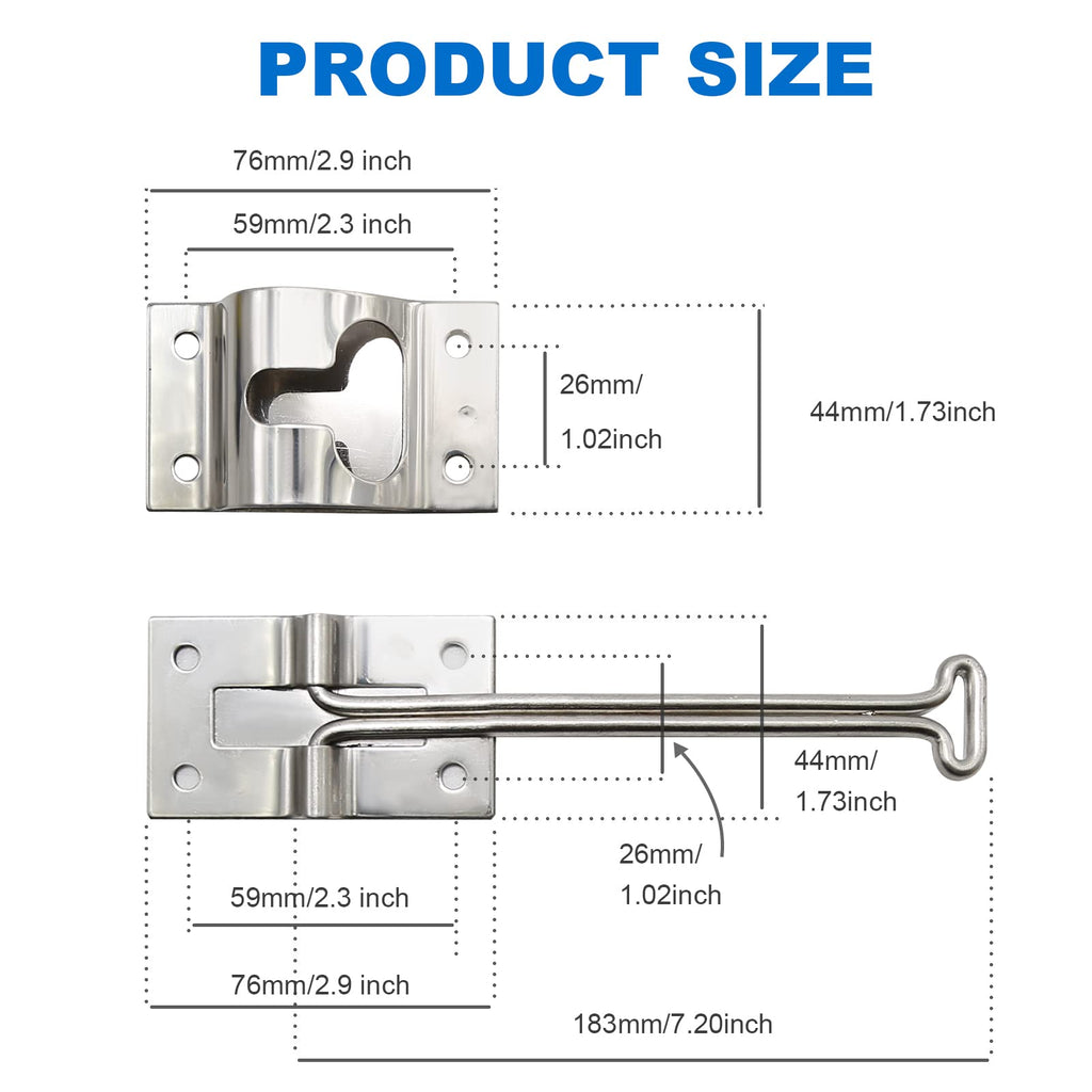 Vkinman 2 Pcs RV T-Style Door Holder 304 Stainless Steel RV Door Latch Trailer RV Screen Door Latch 6 Inch Camper Door Latch Trailer RV Door Holder