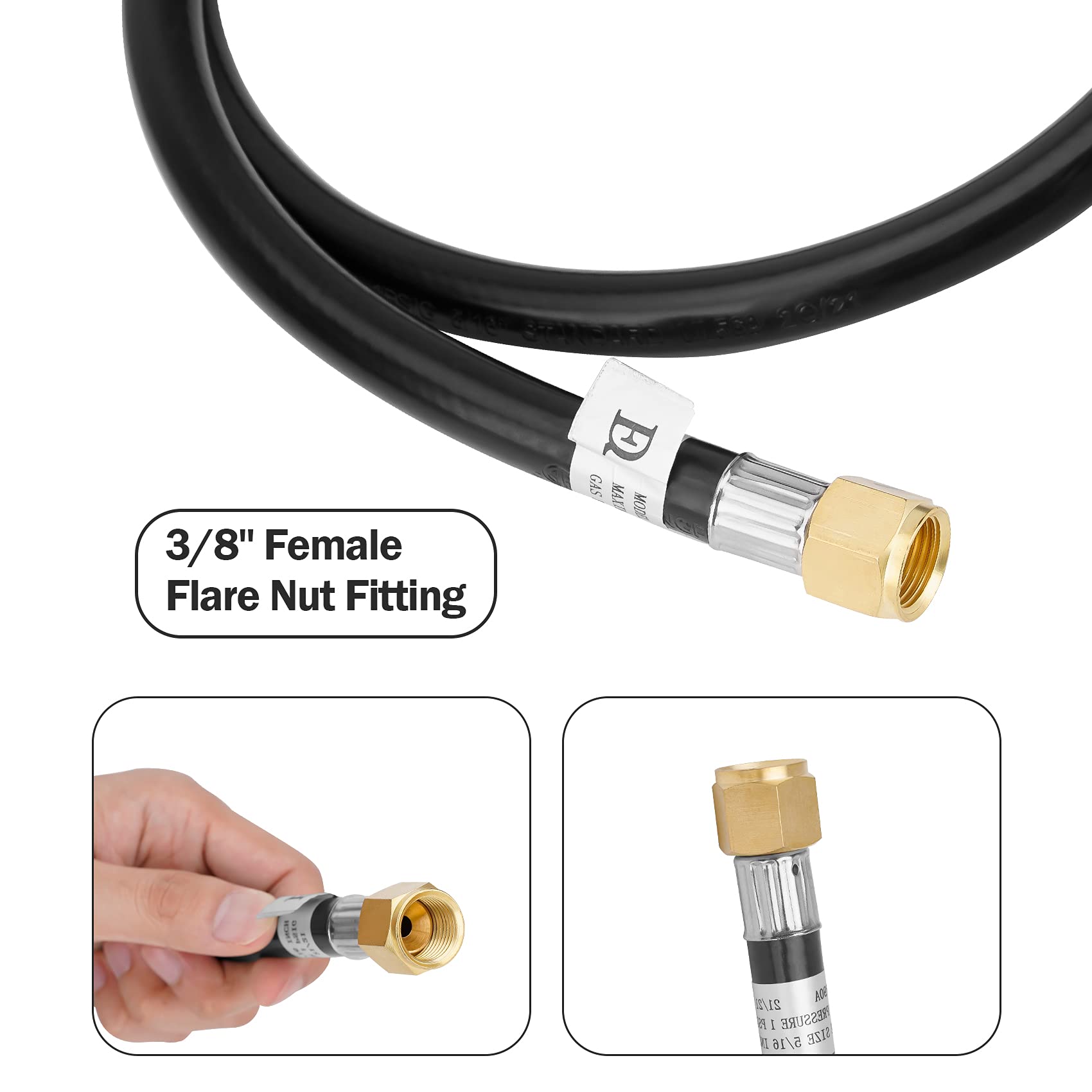 4FT QCC1 Right Angle Low Pressure Propane Hose and Regulator for LP Gas Grill, Heater and Fire Pit, 3/8" Female Flare x Acme Nut