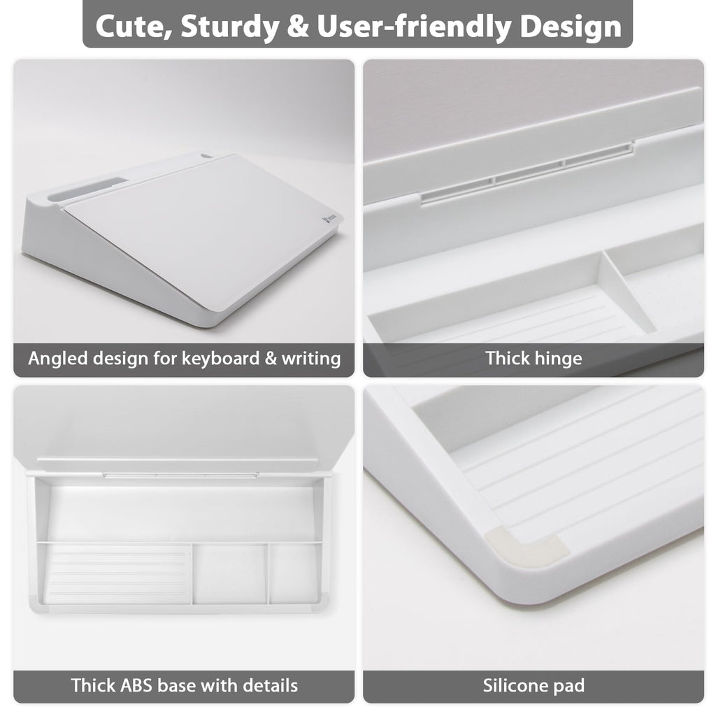 Varhomax Small Glass Desk Whiteboard, Dry Erase Desktop White Board with Storage Caddy to-do List Desk Buddy Memo Notepad for Office, School and Home Office Accessories Supplies
