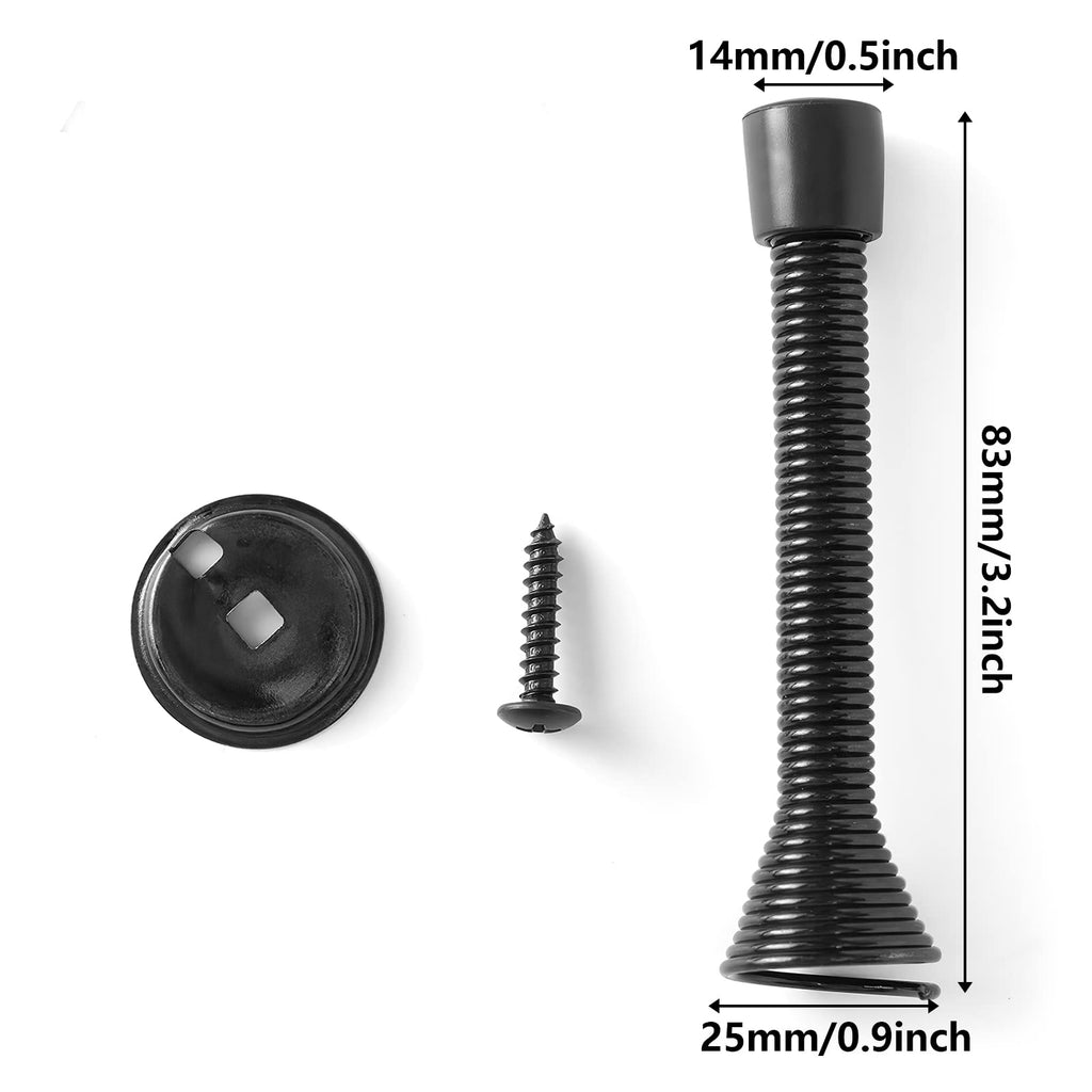 Spring Door Stopper, 12 Pcs Wall Mounted Spring Doorstop, Spring Door Stop for Walls, Black