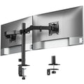monTEK Stable Dual Monitor Stand for 17"–32” Computer Screens, Heavy-Duty Desk Mount with 22 lbs per Arm, Fully Adjustable Brackets and Arms, Clamp/Grommet Base, VESA 100×100mm Max