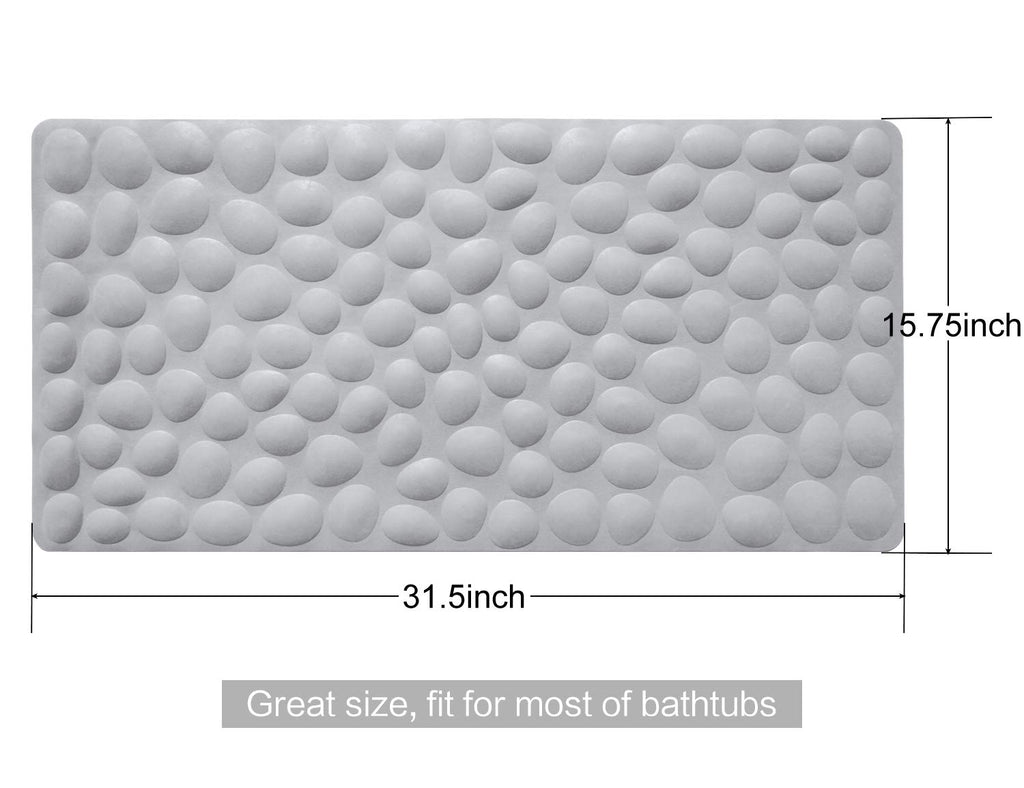 Non-Slip Bathtub Mat OTHWAY Soft Rubber Bathroom Bathmat with Strong Suction Cups (Grey)