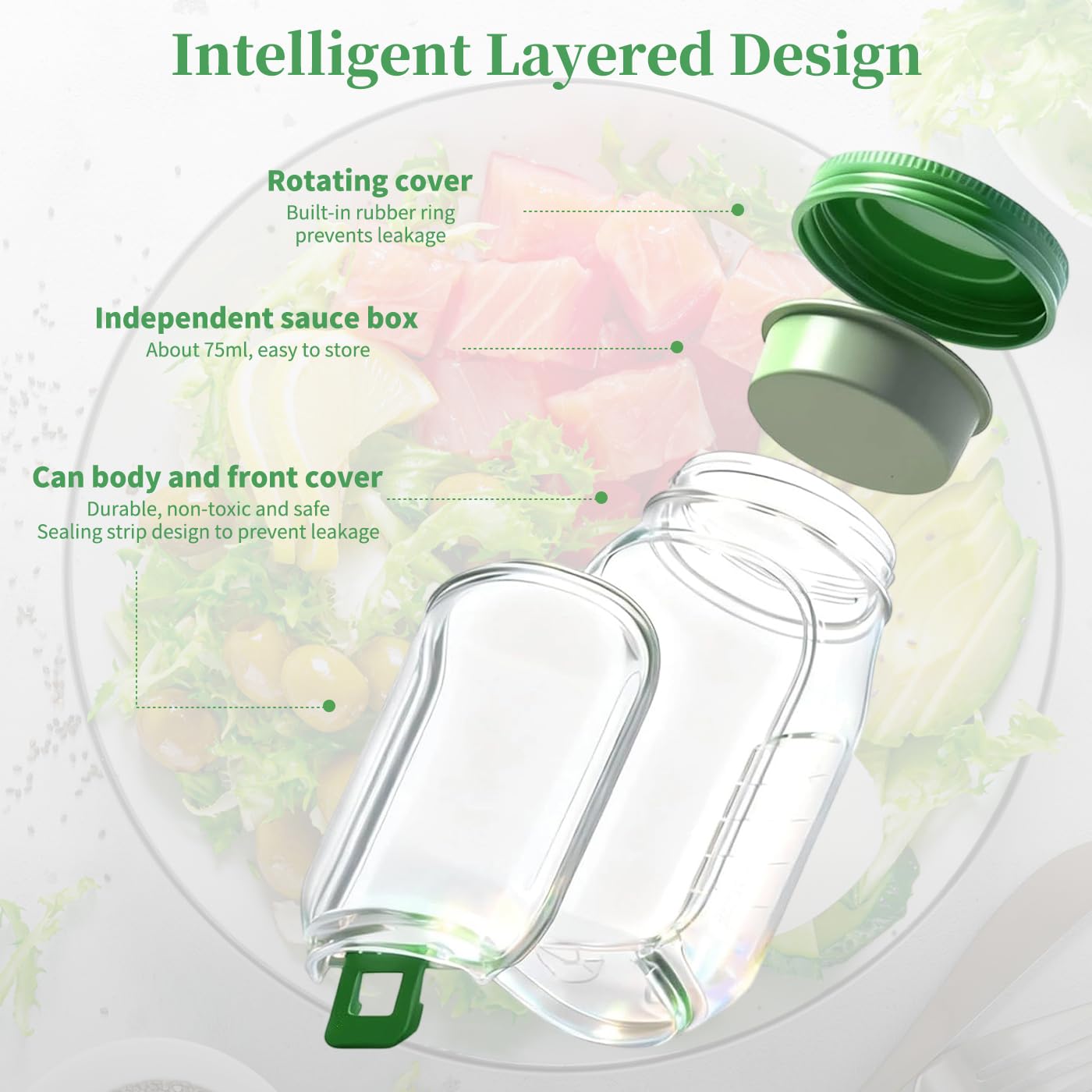 The Salade Pot Jar with Dressing Bowl,On the Go Container for Lunch,Leakproof Mason Jar Side Opening,Salade Bottle with Lids,Salade Cup,Portable Keep Fresh Breakfast Storage Box