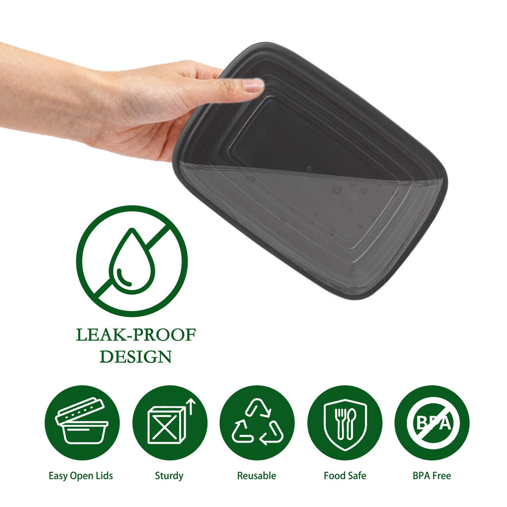 Meallax 50 Pack 24oz Meal Prep Containers with Lids, BPA Free Plastic Food Storage Containers, Freezer Safe To Go Containers for Lunch and Portion Control