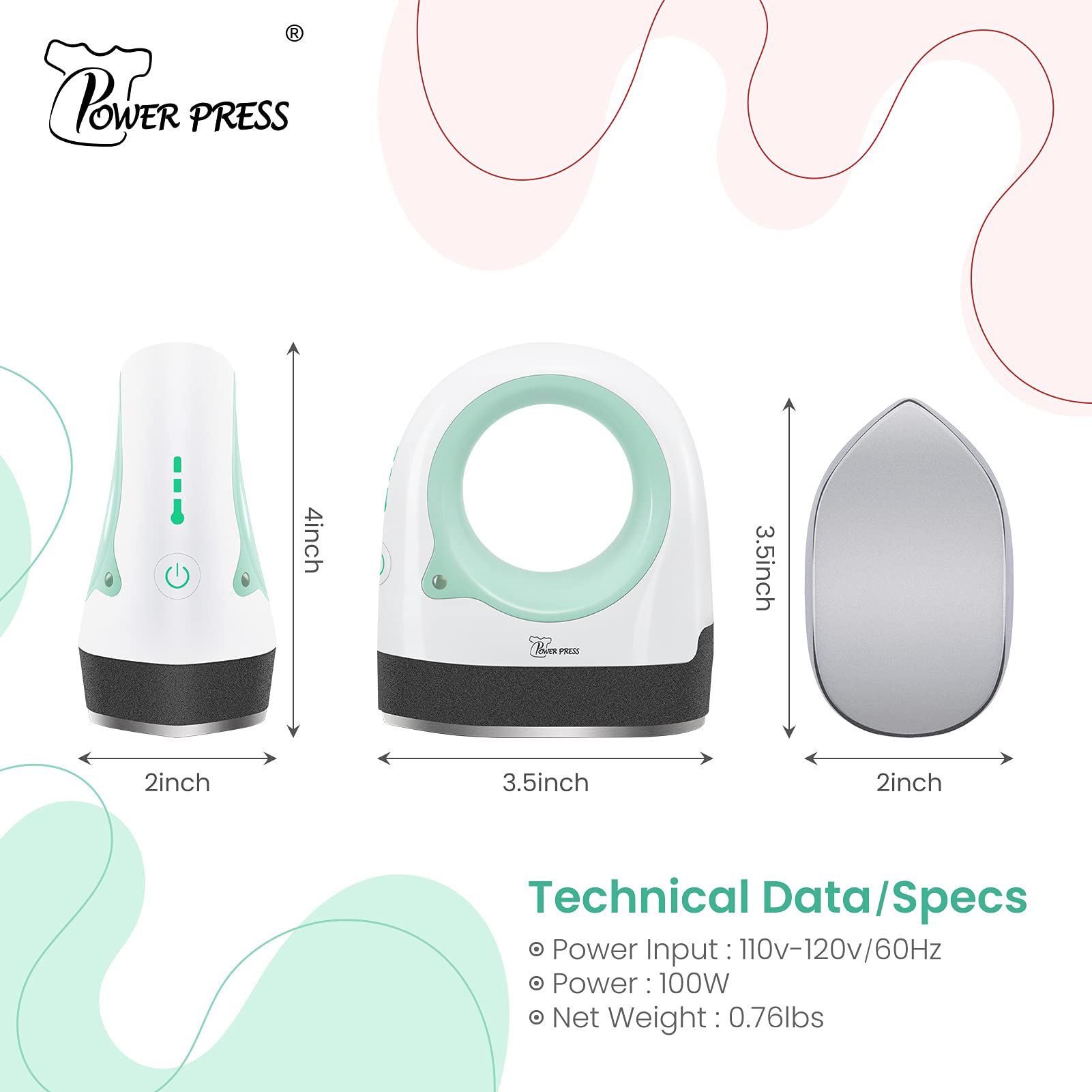 PowerPress HPM-0001-CR Mini Heat Press Machine-Mint Green