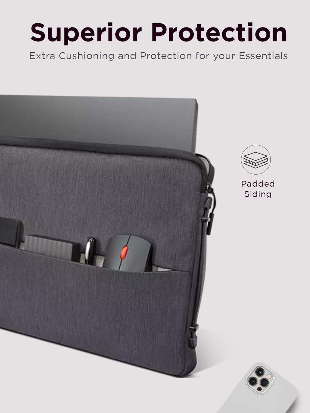 Lenovo Urban Sleeve 14-inch for Laptop/Notebook/Tablet - Water Resistant - Padded Compartments - Zippered Accessory Storage - Reinforced Rubber Corners - Extendable Handle - Charcoal Grey
