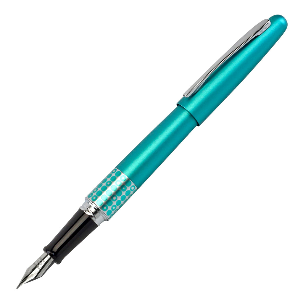 Pilot MR Retro Pop Collection Fountain Pen, Turquoise Barrel with Dots Accent, Fine Nib, Black Ink (91436)