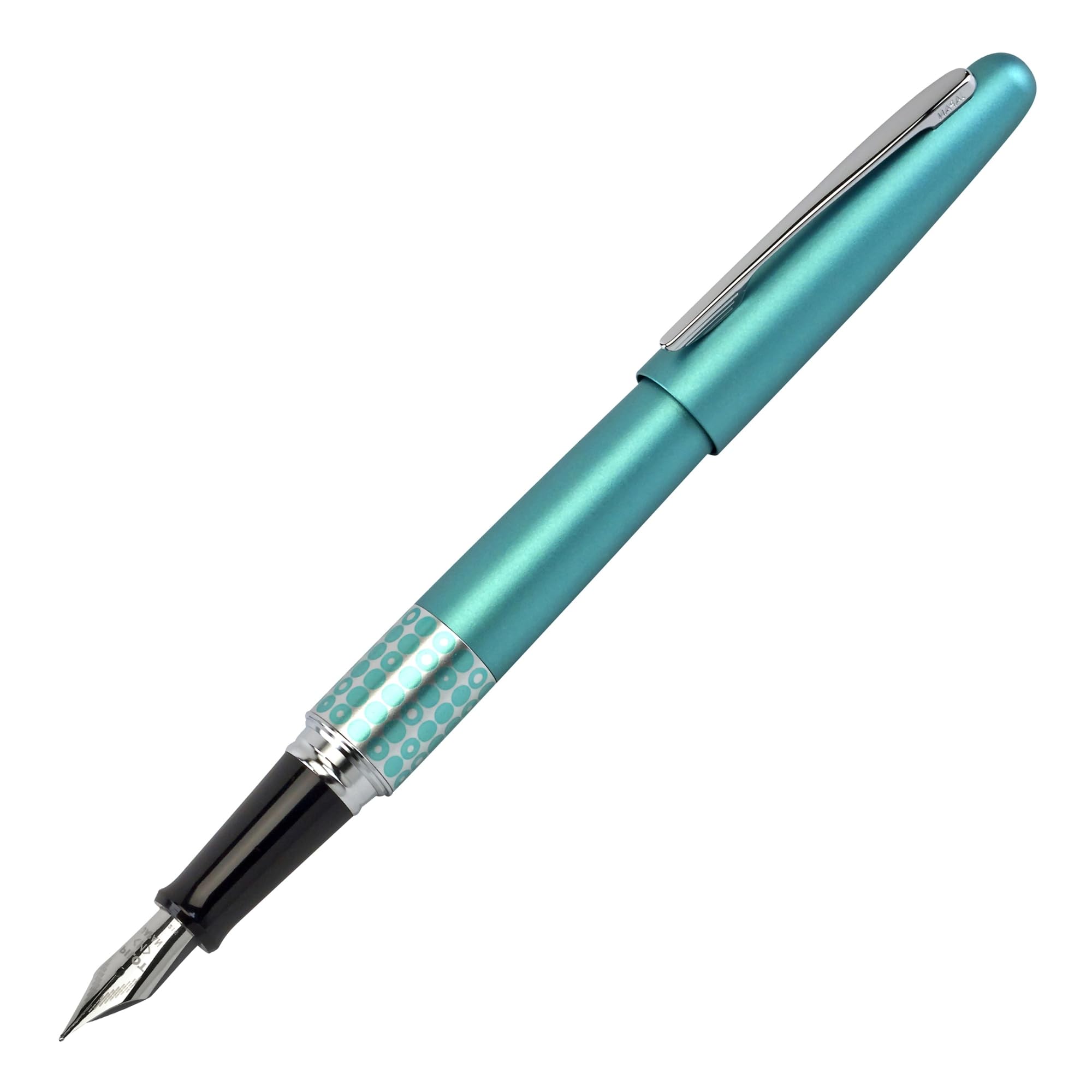 Pilot MR Retro Pop Collection Fountain Pen, Turquoise Barrel with Dots Accent, Fine Nib, Black Ink (91436)