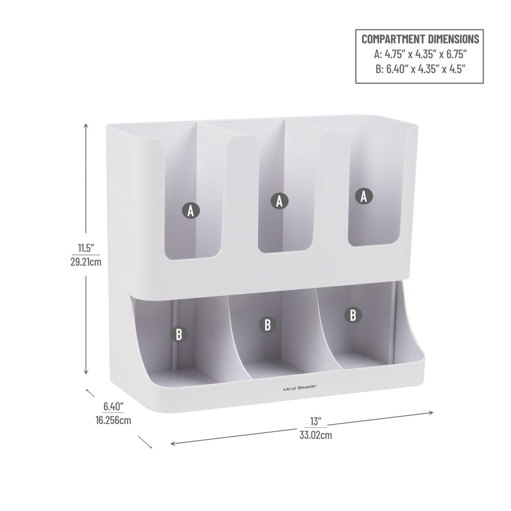 Mind Reader 'Flume' 6 Compartment Condiment and Cups Organizer, White
