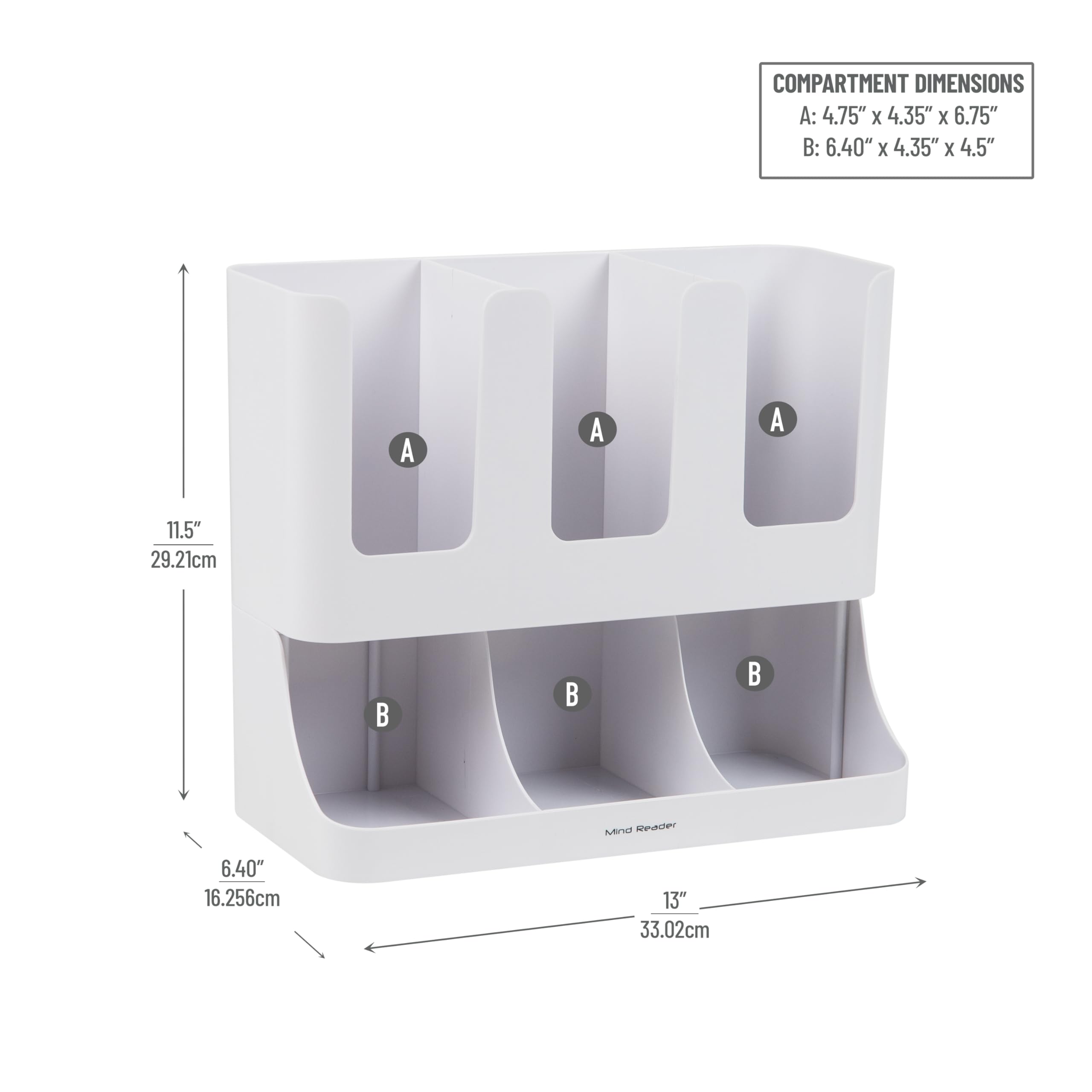 Mind Reader 'Flume' 6 Compartment Condiment and Cups Organizer, White