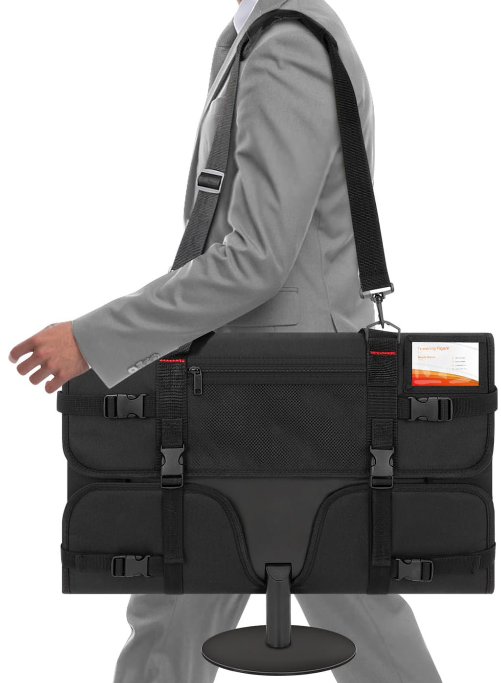 Monitor Carrying Case, Monitor Travel Case for 24" LCD Screens and Monitors, Protective Monitor Bag Computer Monitor Dust Covers with Padded Velvet Lining & Adjustable Shoulder Strap