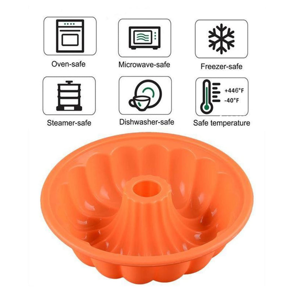 FantasyDay Silicone Baking Molds,9.5 Inch Silicone Cake Pan, Non Stick Fluted Tube Cake Pan for Cake, Jello, Gelatin, Bread