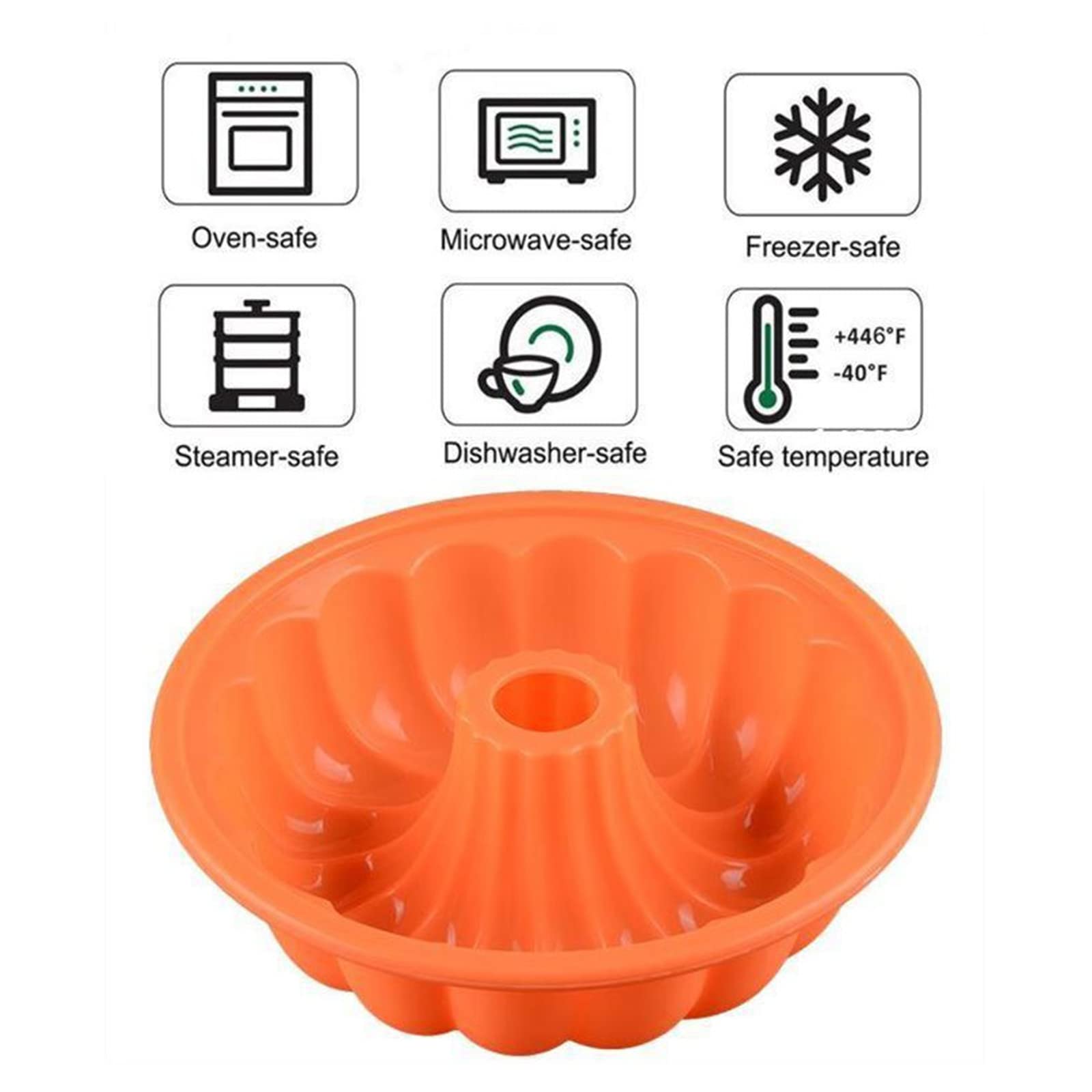 FantasyDay Silicone Baking Molds,9.5 Inch Silicone Cake Pan, Non Stick Fluted Tube Cake Pan for Cake, Jello, Gelatin, Bread