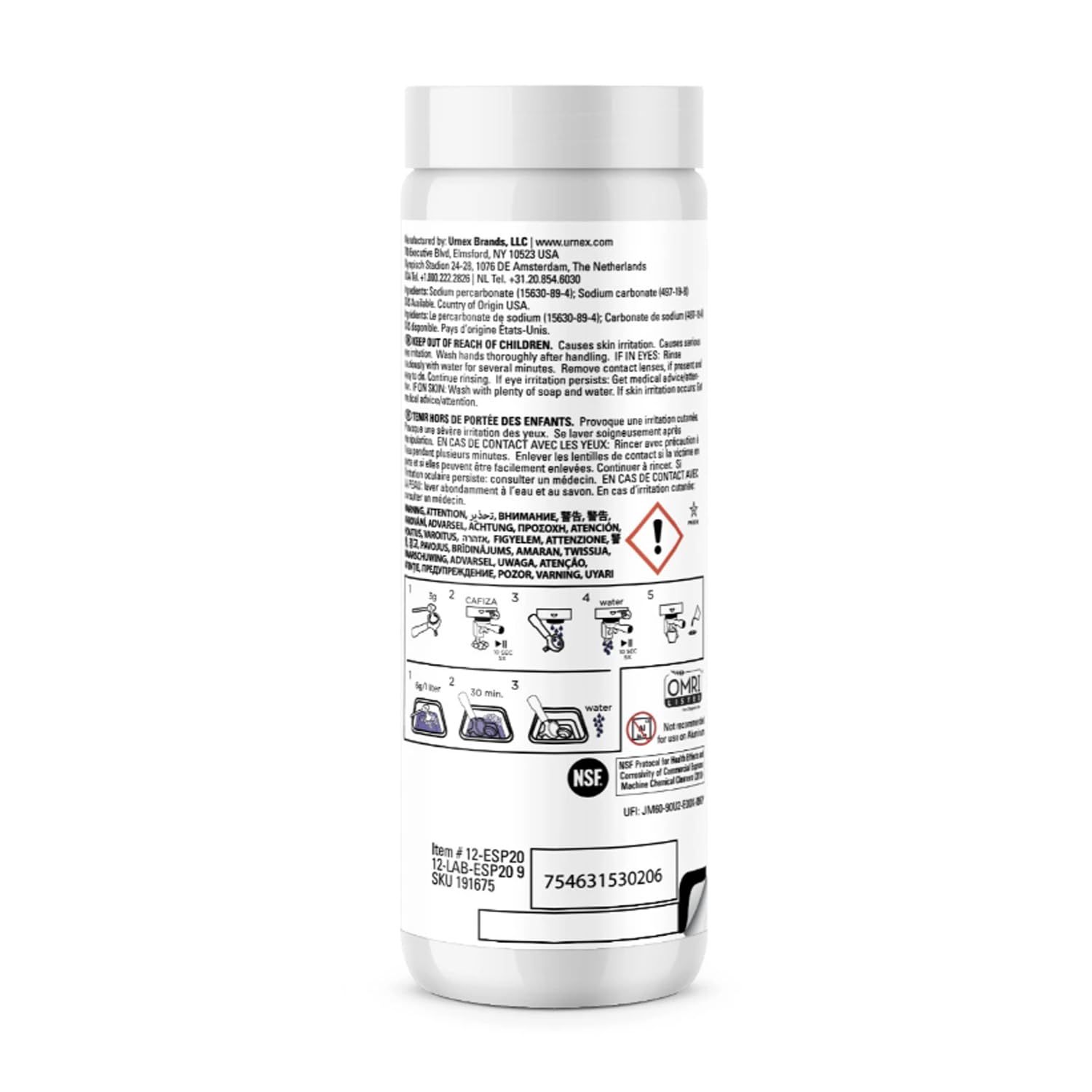 Urnex Espresso Machine Cleaning Powder - 566 grams - Cafiza Professional Espresso Machine Cleaner