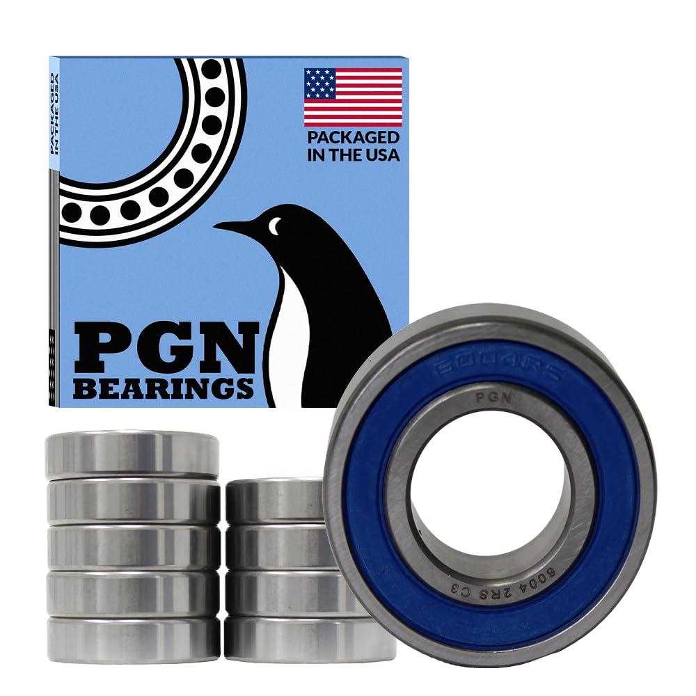 PGN 6004-2RS Sealed Ball Bearing - 20x42x12 - Lubricated - Chrome Steel (10 PCS)