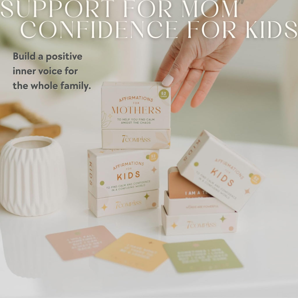 7th Compass Affirmations for Mothers – 52 Positive Daily Affirmation Cards for Women in Motherhood, New Mom Gift, Mindfulness & Self Care Cards, Postpartum Encouragement, Mother’s Day