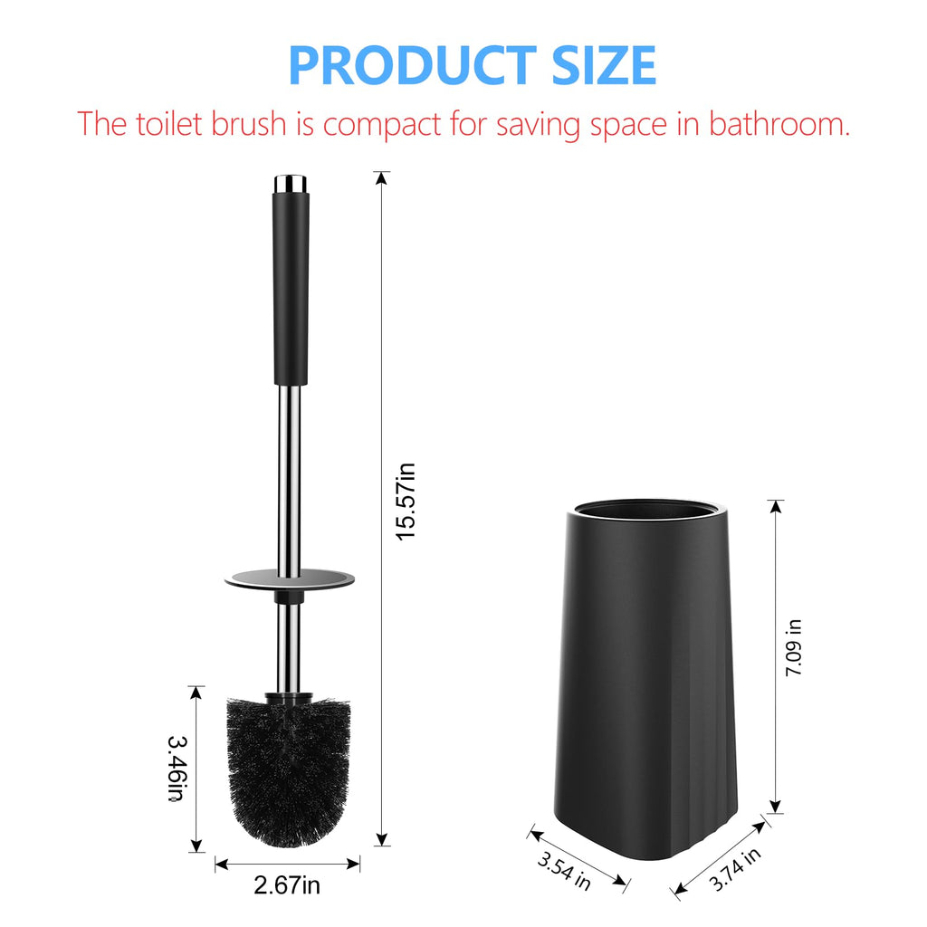 SetSail Toilet Brush, Compact Size Toilet Bowl Brush and Holder Toilet Brushes for Bathroom with Stainless Steel Handle Toilet Cleaner Brush with Durable Scrubbing Bristles, 2 Packs