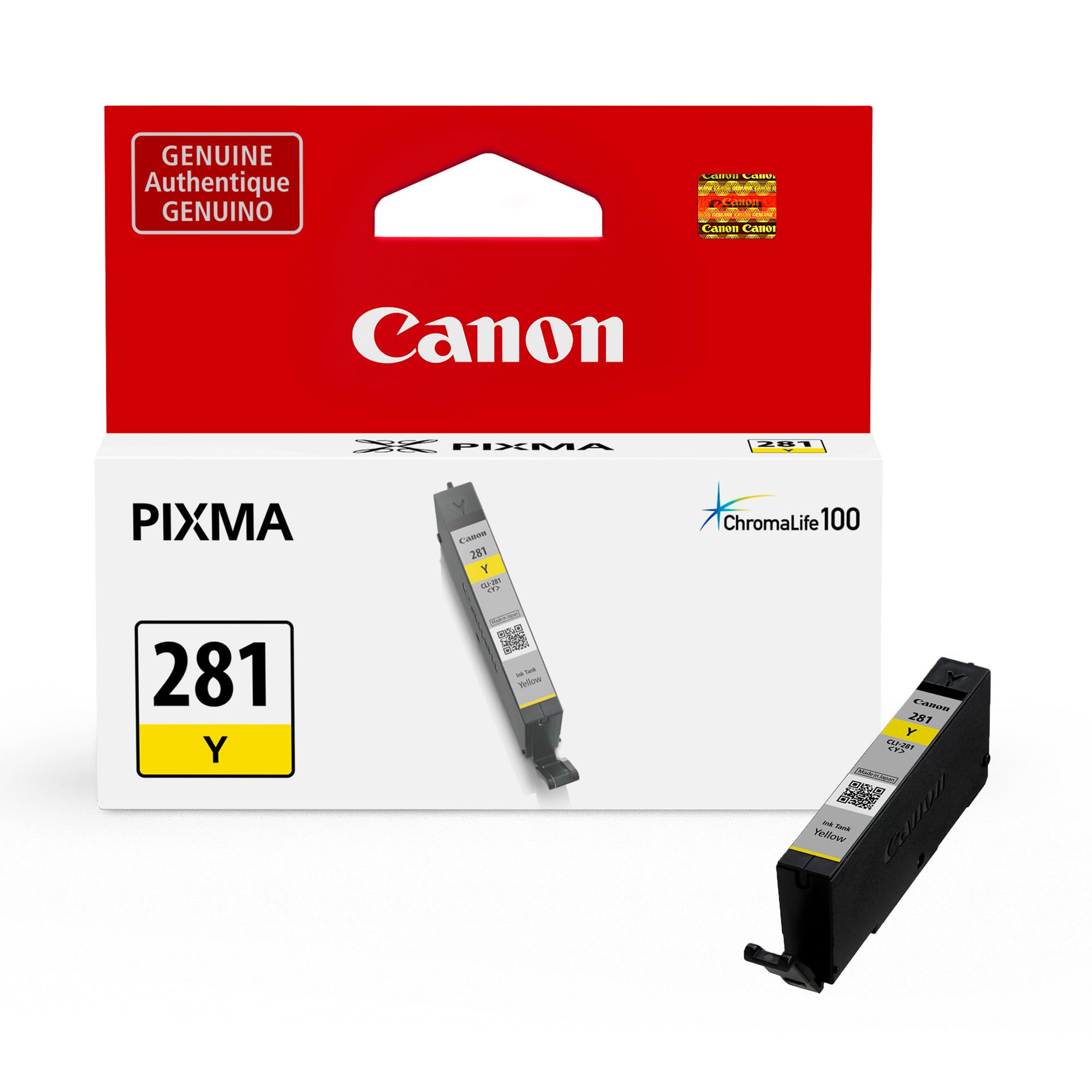Canon Genuine Ink Cartridges CLI-281 Yellow (1 Count), Original Canon Printer Ink for PIXMA TR7620 / TR8520 / TS6220 Printers