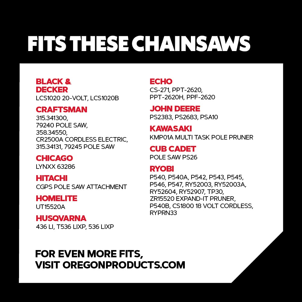 Oregon R40 AdvanceCut Chainsaw Chain for 10-Inch Bar -40 Drive Links – Low-Kickback Chain fits Craftsman, Husqvarna, Ryobi and More