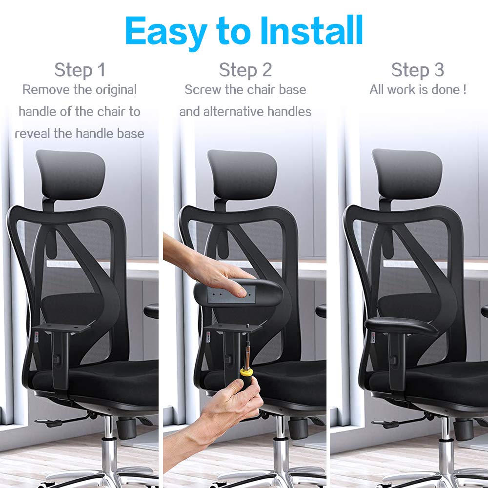 Office Chair Armrest Replacement Pads, 1 Pair Chair Arm Rest Pads Universal Soft PU Leather Office Chair Parts