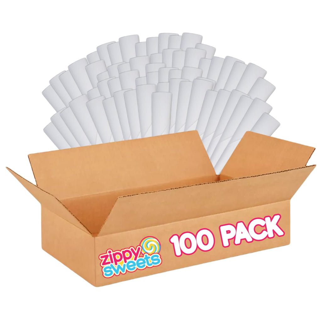 ZippySweets - 100 Pack Cotton Candy Cones - Heavy Duty Paper Sticks with Triple Wrapped Handle, Prevents Sticky Hands - Cotton Candy Sticks for Parties, Events, and Carnivals - A Perfect Match for any Cotton Candy Machine