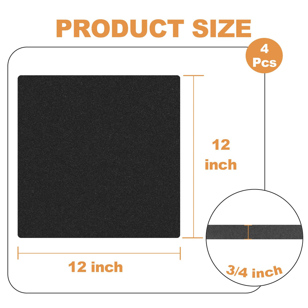 Storystore Foam Sheets Self Adhesive Closed Cell Neoprene Rubber Sheets Insulation Anti Vibration Foam Rubber Pads with Adhesive, Black (12" x 8" x 3/4", 4 Pack)