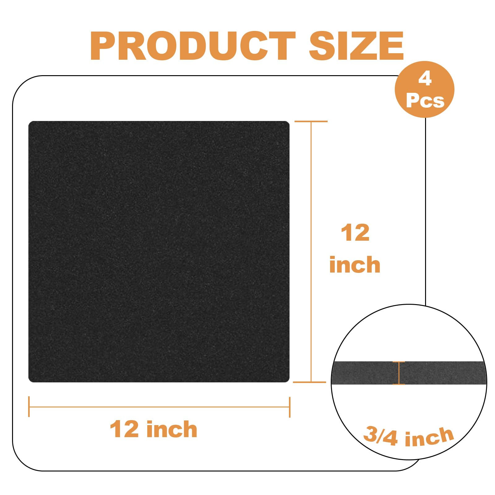 Storystore Foam Sheets Self Adhesive Closed Cell Neoprene Rubber Sheets Insulation Anti Vibration Foam Rubber Pads with Adhesive, Black (12" x 8" x 3/4", 4 Pack)