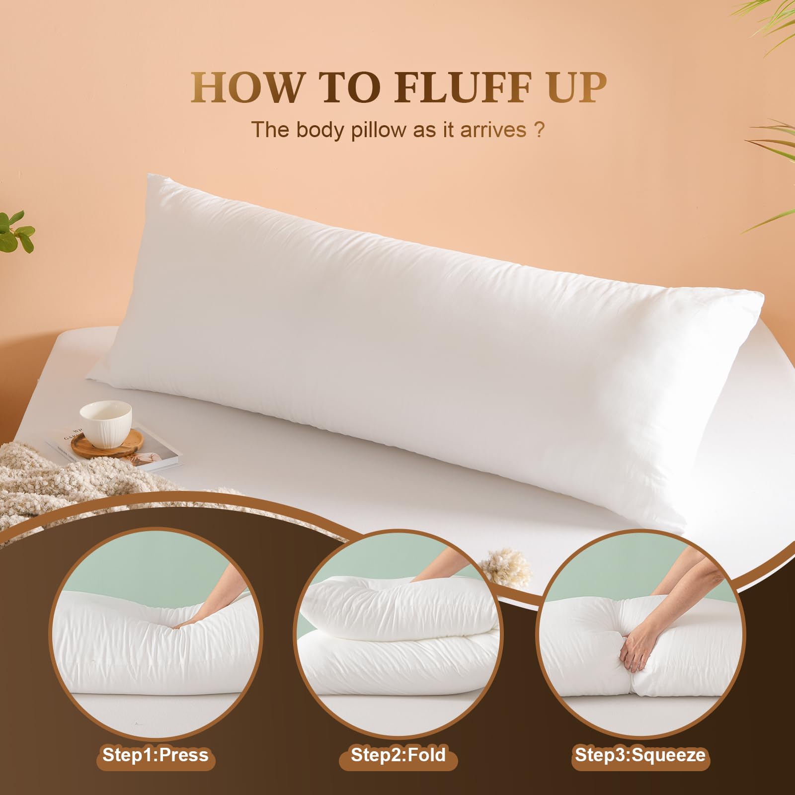 SHERWOOD Body Pillow 20 x 54 Inch Long Pillow, White Cotton Fabric with Down Alternative Filling (Body Pillow)