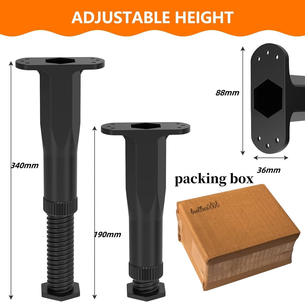 4Pcs Adjustable Height Center Support for Bed Frame, 19.5-34 CM Bed Support Legs, Bed Frame Center Support for Furniture
