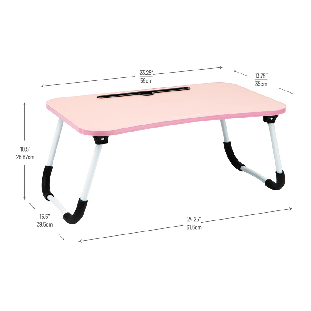 Mind Reader Lap Desk Laptop Stand, Bed Tray, Folding Legs, Couch Table, Portable, MDF, 59.1L x 34.9W x 26.7H cm, Pink