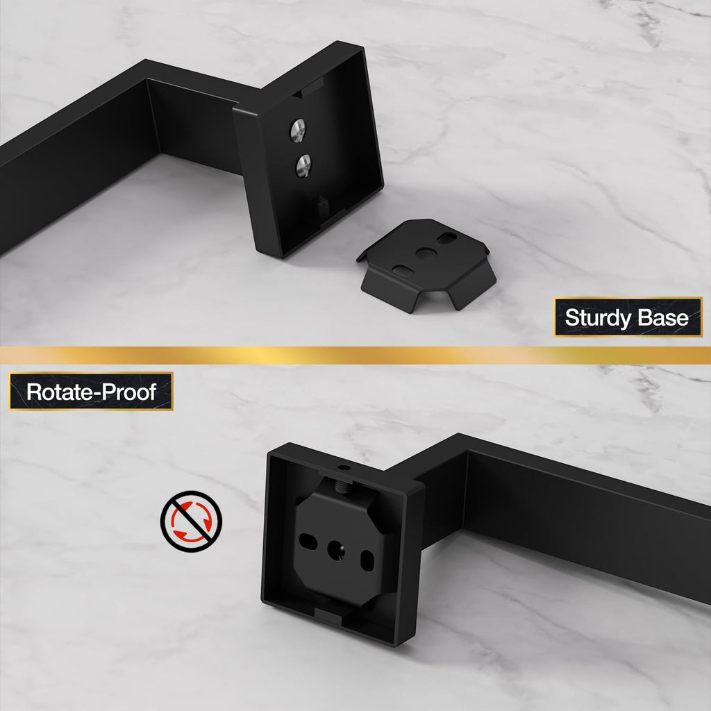 HITSLAM Toilet Paper Roll Holder Wall Mounted Matte Black Toilet Paper Holder for Bathroom Tissue SUS 304 Stainless Steel Rustproof Waterproof Rotateproof Square Style 2 Pack