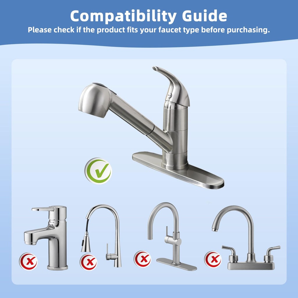 Hibbent Pull Out Sink Sprayer Head Replacement, 2 Function Kitchen Sink Faucet Sprayer Head, Spray Head Faucet Head Kitchen Tap Sprayer Spout, Chrome