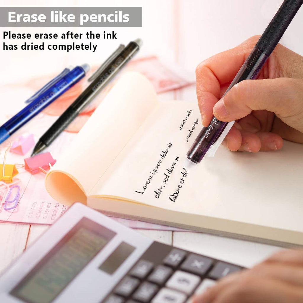 Erasable Gel Pens, 15 Pack Retractable Erasable Pens Clicker, Fine Point, Make Mistakes Disappear, 8 Black 7 Blue Inks for Writing Planner and Crossword Puzzles