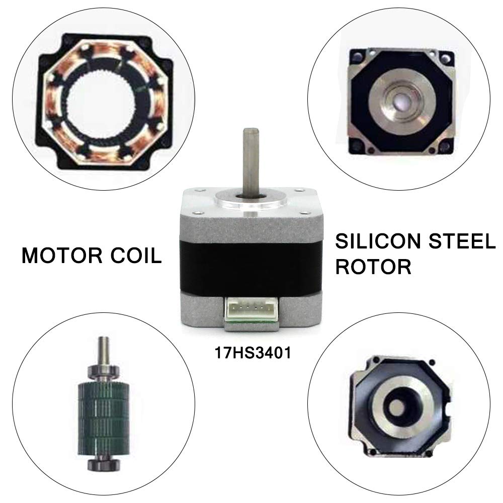 2pcs 3D Printer NEMA17 Stepper Motor Kit 1.0A 33N.cm (47oz.in) 4-Lead Wire with 1m Cable