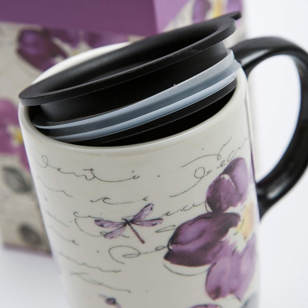 Tall Ceramic Travel Mug Coffee Cups Sealed Lid with Color Box 17 oz.