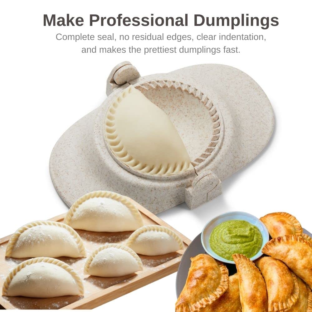 MUMSUNG Empanada Maker Press, 3size (4"+3"+2.6") Professional Dumpling Maker Mold kit with Dough Cutter, Fast to Make Empanadas Pierogi Ravioli calzone Turnover pastelitos, Classic White