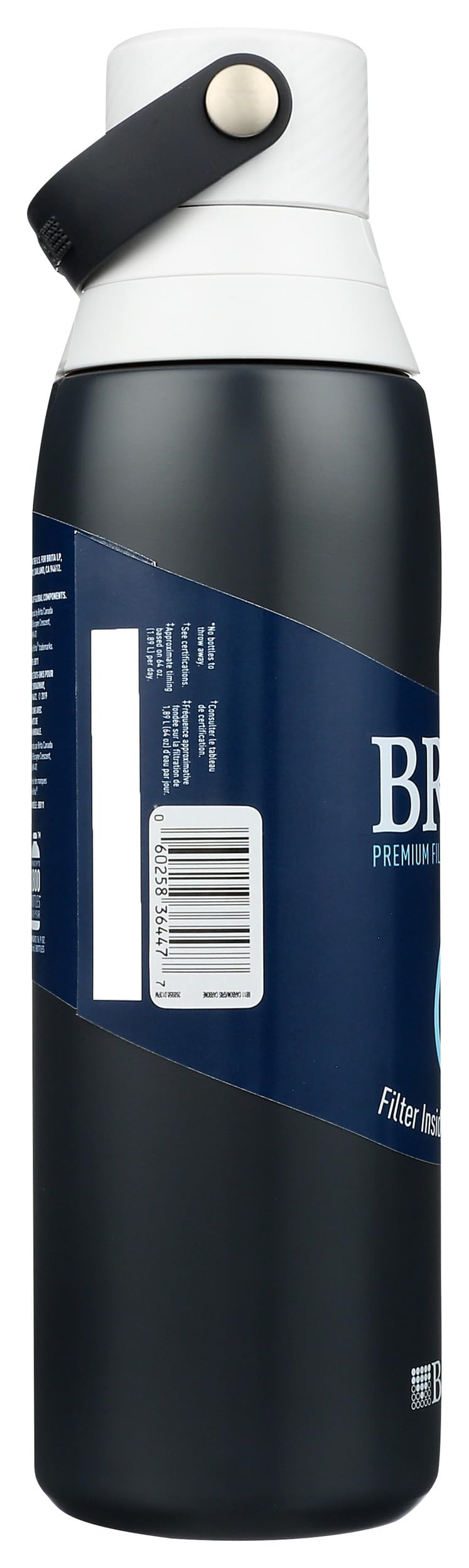 Brita Insulated Stainless Steel Filtering Water Bottle with Straw BPA-Free Water bottle for Sports, Travel or Hiking, Great for gifting, Easy-carry loop, Leak-proof lid, 26 Oz, Carbon