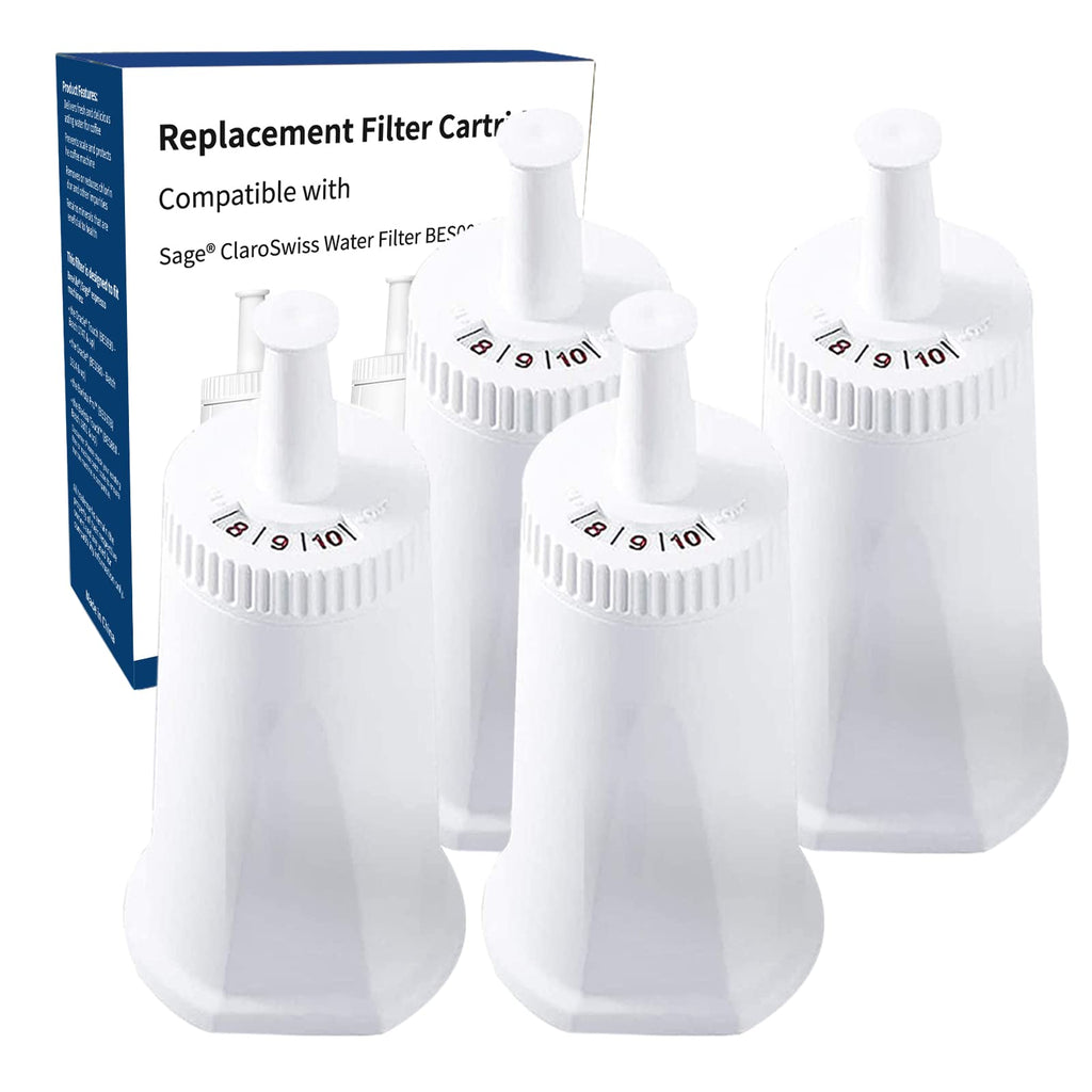 4-Pack of Replacement Water Filter for Breville Claro Swiss - Oracle, Barista Touch Filters Bambino Espresso Coffee Machine Replacement Compare to Part #BES008WHT0NUC1