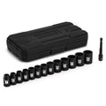 EMENTOL 14PCS 3/8" Dr. Standard Impact Socket Set, Metric, 12-Point, CR-V, 14 Pieces 3/8-Inch Drive Shallow Socket Set, 7mm - 19mm