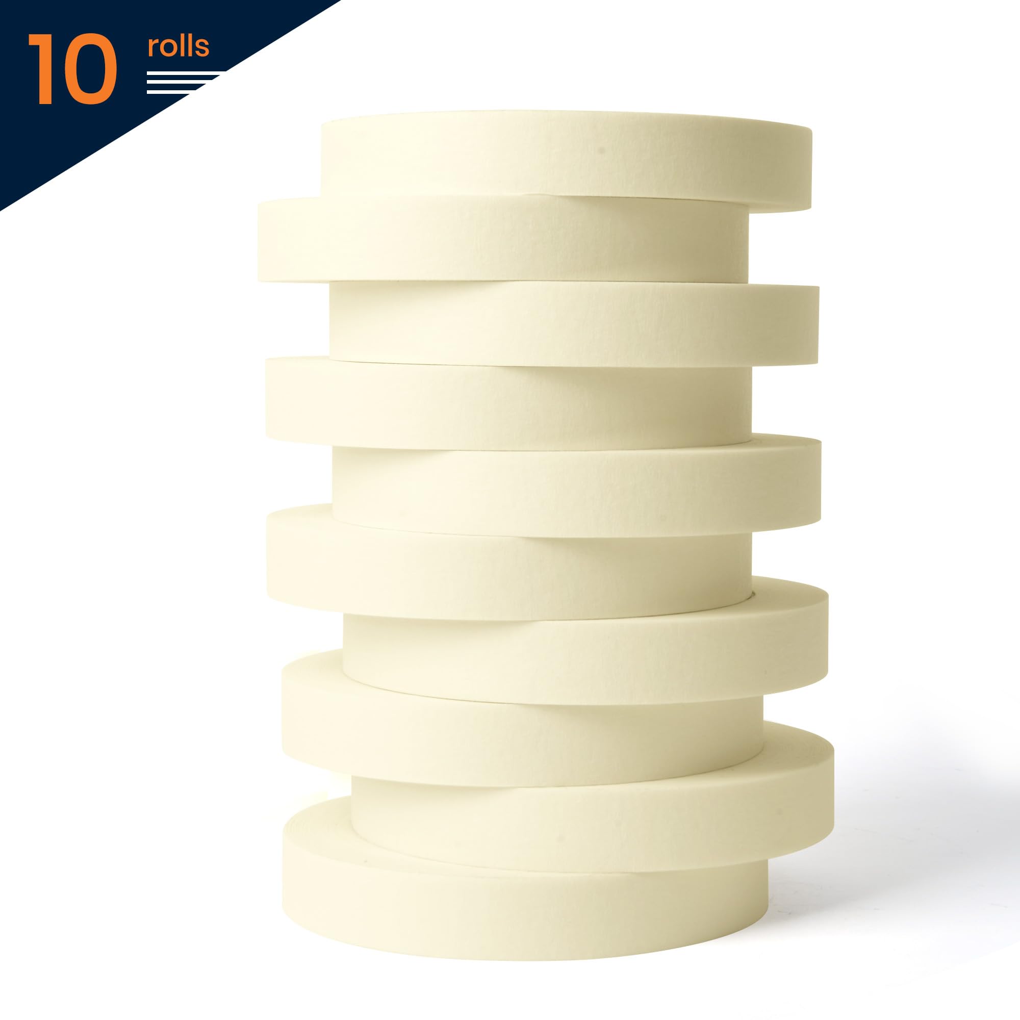 TAPEBEAR General Purpose Masking Tape 18mm x 55m, Beige White Painters Tape for Painting, Labeling, DIY Arts Crafts, Home Office School Projects, 10 Rolls