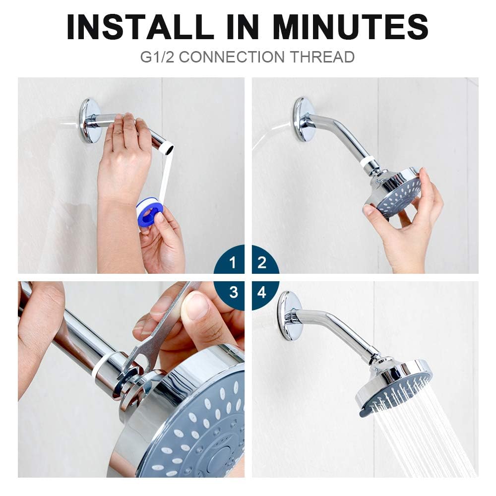 HOPOPRO 5-Mode High Pressure Shower Head - The Washington Post, NBC News, Today TV Show Recommended - High Flow Fixed Showerheads (4 Inch Chrome)