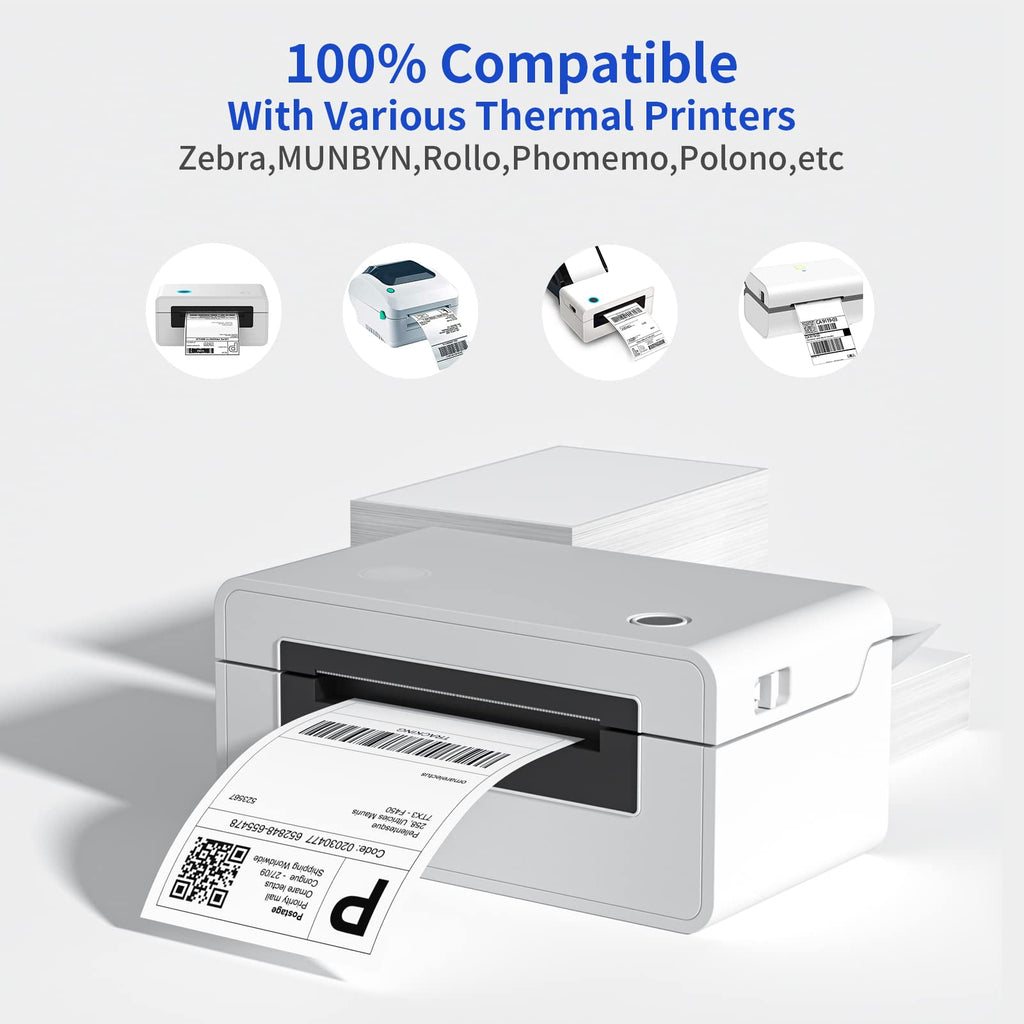 NefLaca 4" x 6" Fanfold Direct Thermal Labels, 500 Labels White Perforated Shipping Labels Compatible with Zebra, Elton Printers (1 Stacks 500 Labels)