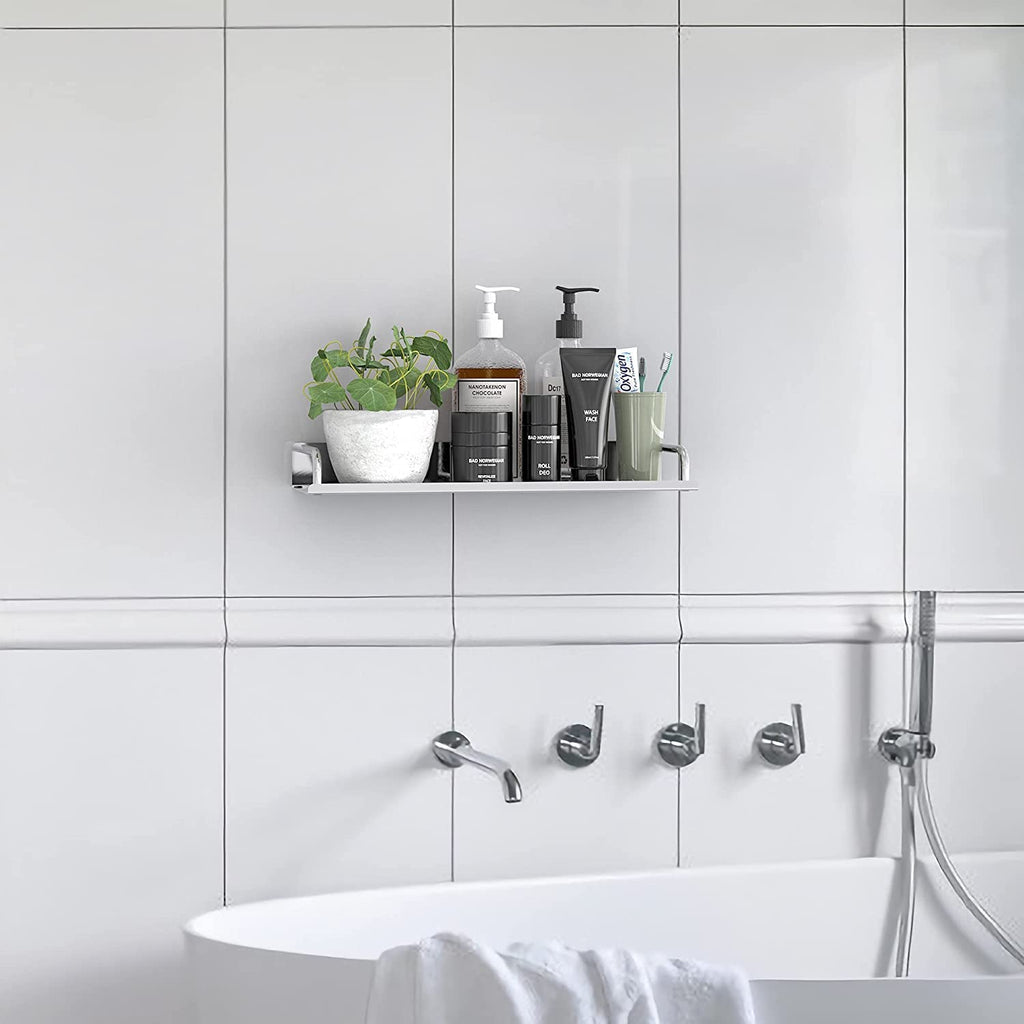 2 Pack 16 inch Stainless Steel Wall Floating Shelves, Single Tier Mesh Bathroom Kitchen Rack Wall Mounted Shower Organizer Storage for Bathroom, Bedroom, Living Room, Kitchen