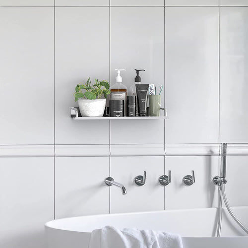 2 Pack 16 inch Stainless Steel Wall Floating Shelves, Single Tier Mesh Bathroom Kitchen Rack Wall Mounted Shower Organizer Storage for Bathroom, Bedroom, Living Room, Kitchen