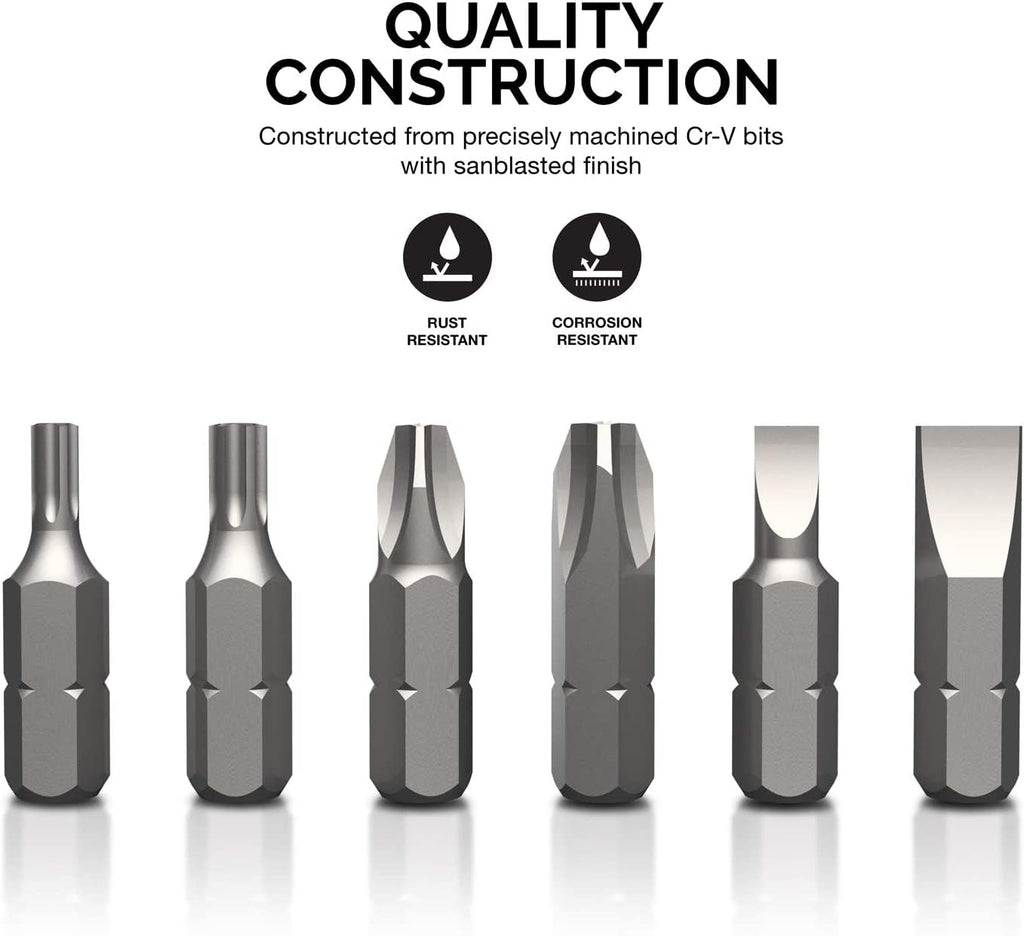 NEIKO 10048A Security Bit Set 100-Piece Set Cr-V Steel 1/4-inch Adapters Phillips Slotted Hex Torx Star Tamperproof Pozi Square Spanner Torque Tri-Wing Clutch Spline Wing Nut, Security Torx Bit Set