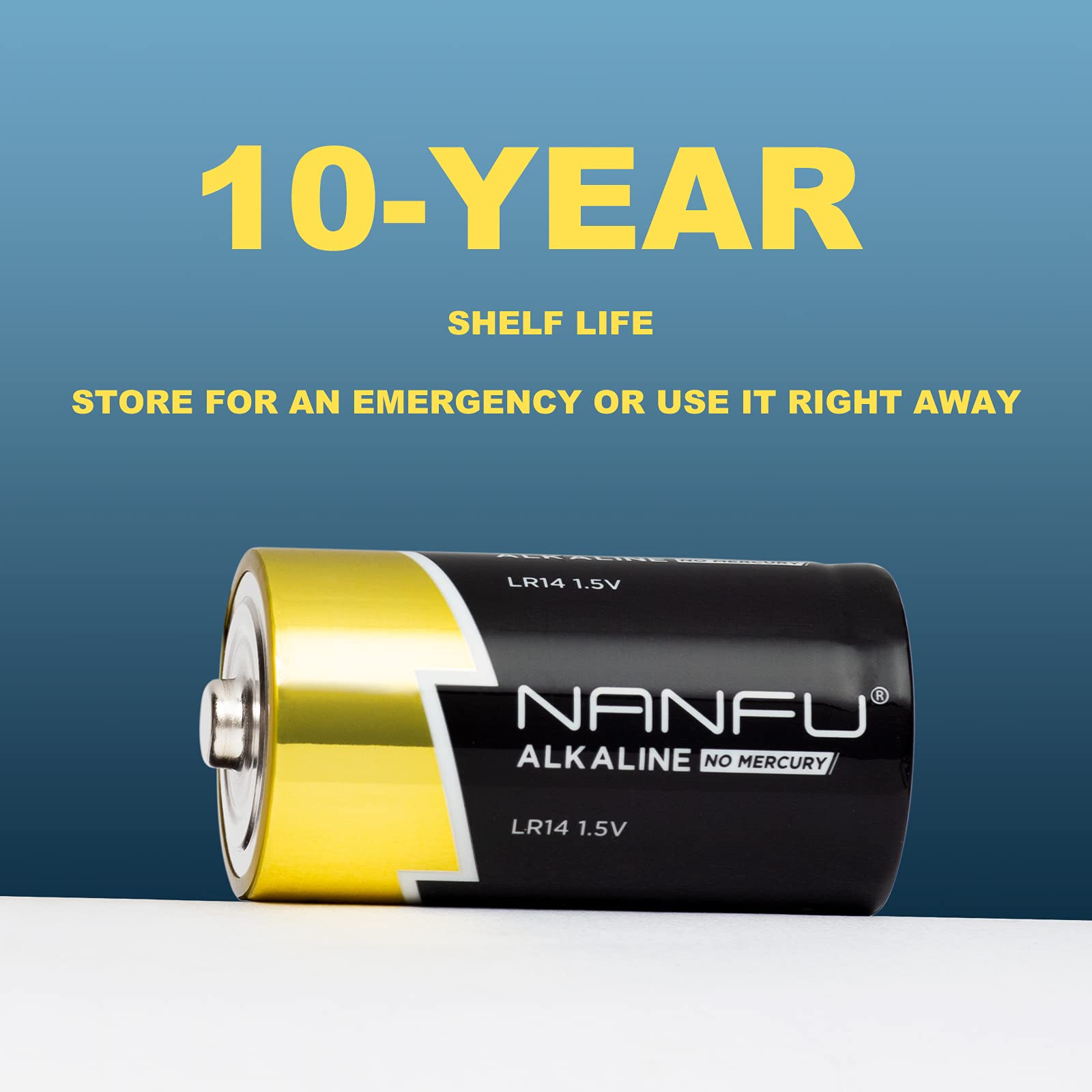 NANFU 12 Pack C Cell All-Purpose Alkaline LR14 1.5V Battery, 7400mAh High Capacity, 10-Year Shelf Life, Leak-Proof, Long-Lasting Power for Household & Business Devices