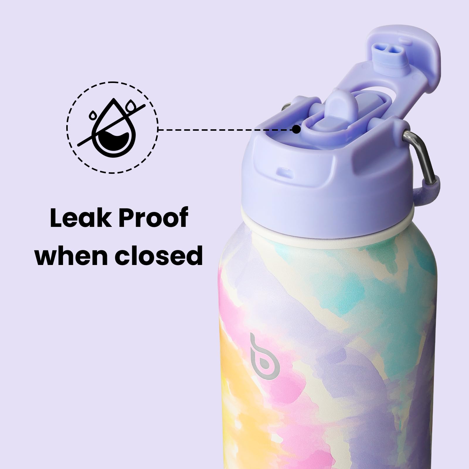 BOTTLE BOTTLE 32oz Insulated Water Bottle Stainless Steel Sport Water Bottle with Straw Dual-use Lid Design for Gym with Pill Box (cotton candy)
