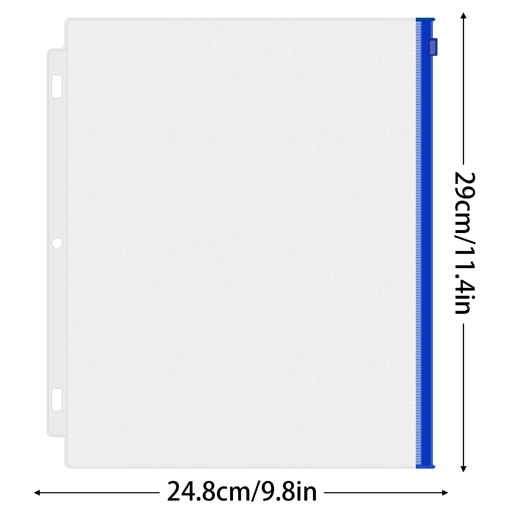 Antner 12 Pack Letter Size Binder Pockets 3 Ring Binder Multicolor Zipper Pouches Document Organizer, PVC 3-Hole Loose Leaf File Folders Insert Sleeves Page Sheet Protectors Business Office Supplies